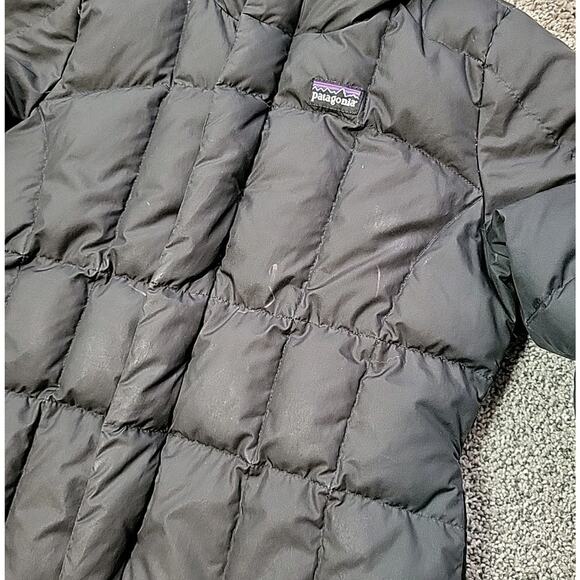 Patagonia Girl's S (8) Down Parka Long Puffer Coat Black Goose Insulated Jacket - Picture 2 of 10